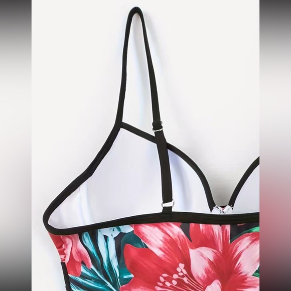 Boho tropical floral print one piece swimsuit - Picture 12 of 16